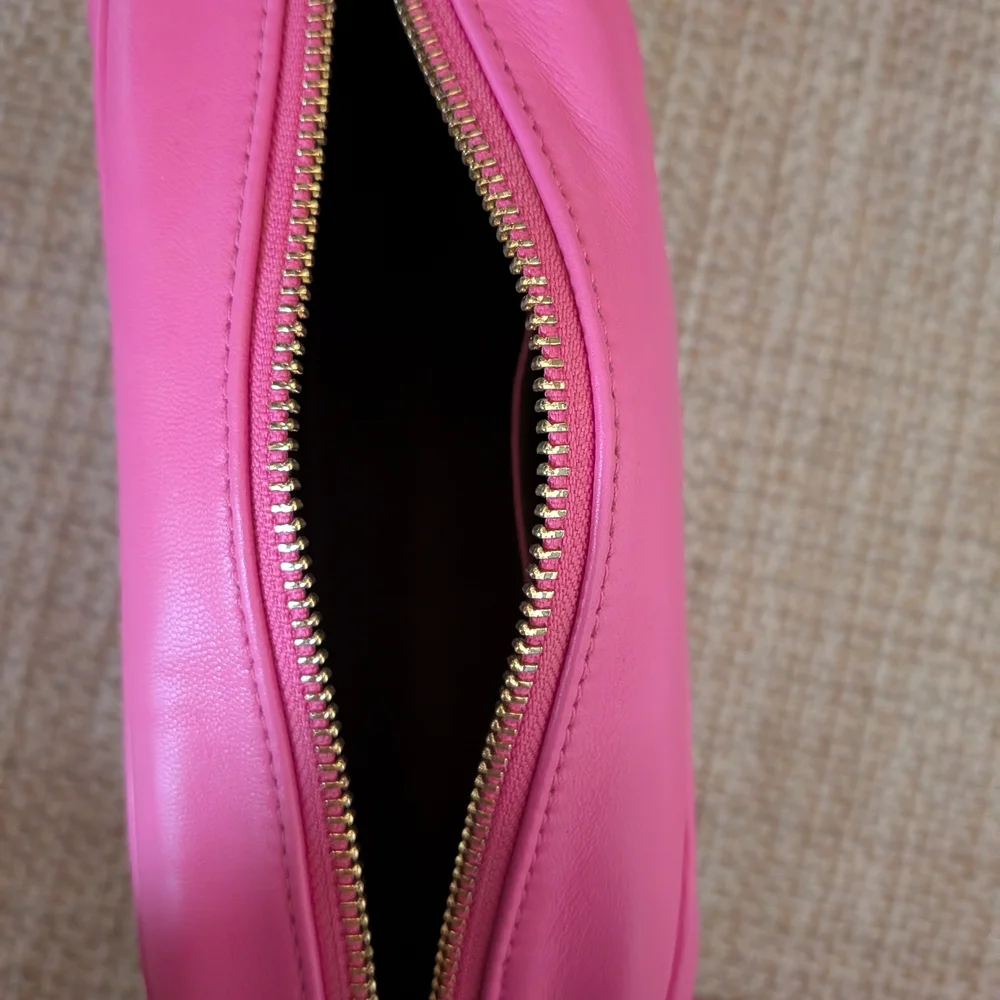 Stuart Weitzman Vibrant Pink Crossbody Bag with Gold Details, See Pics For Flaws - Picture 9 of 17